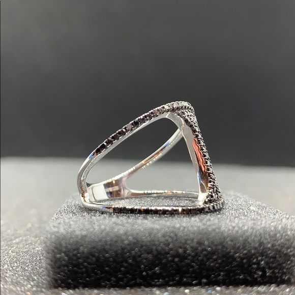 Carol Brodie 0.4ct Black Diamond 925 SS BridgeRing - Picture 5 of 8